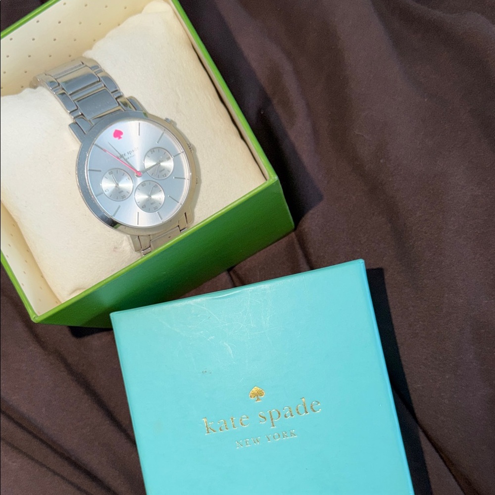 Kate Spade Silver Watch with Pink Accent
